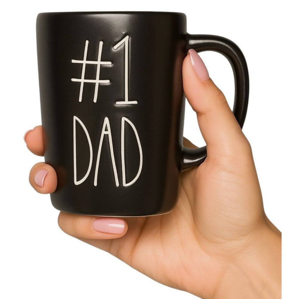 Rae Dunn #1 Dad Mug Cup 16 OZ Black Coffee Tea CERAMIC NWT